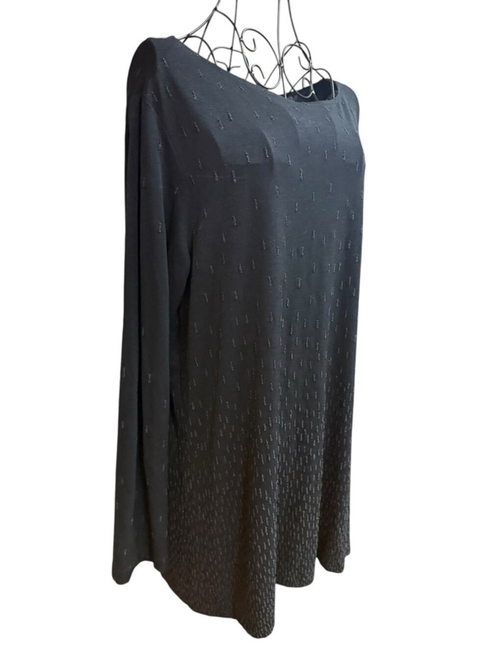 Chico's Black Metallic Dot Knit Beaded Top size 3